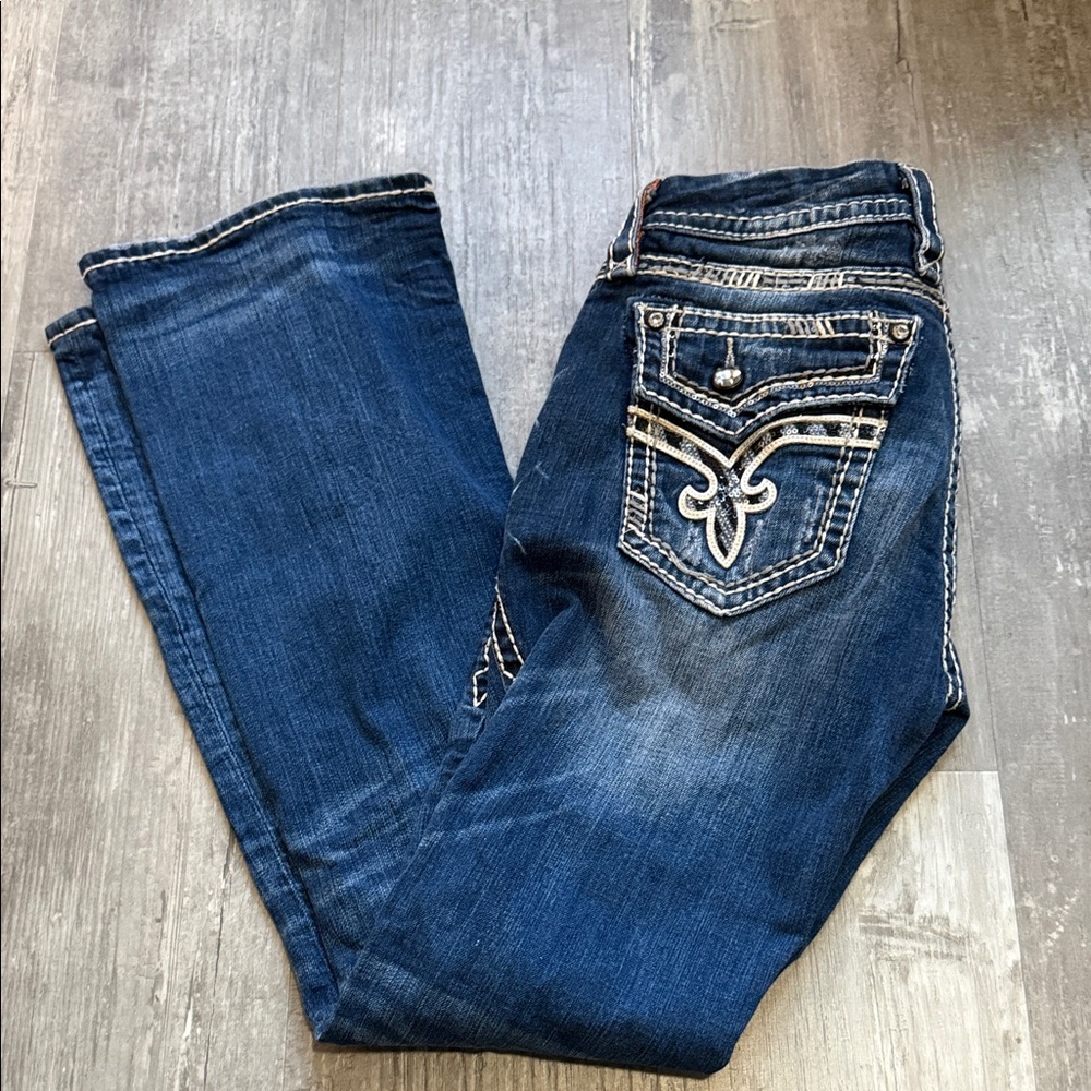 Rock Revival Bling Bootcut Jeans With Zebra Sequins Size 29